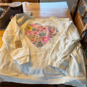 NATURAL LIFE Cream Sweatshirt with Floral Heart Print